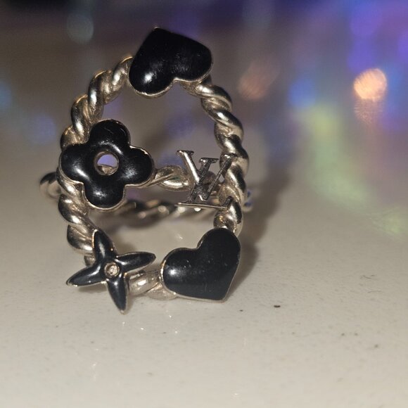 Louis Vuitton Vintage - Metal Bague Sweet Monogram Ring - Silver Black - LV Ring - Picture 4 of 6